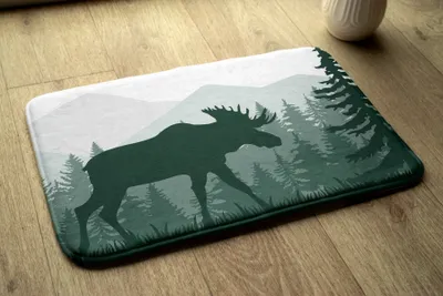 Produktbild von Badteppich Saugfähige - Badezimmer Teppich - Rutschfester Badvorleger Badematte - 75x45 cm - Elch Natur