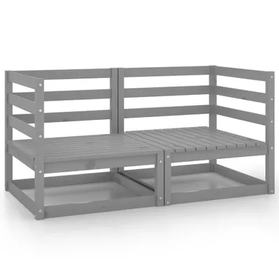 Produktbild von vidaXL Gartensofa 2-Sitzer Grau Massivholz Kiefer