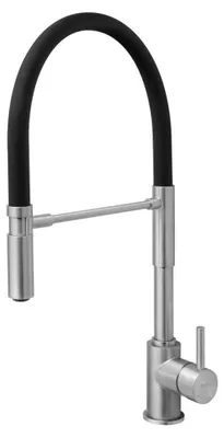 Obrázek produktu pro Minimalistická kuchyňská baterie s flexibilní výlevkou, černá/kartáčovaná nerezová ocel