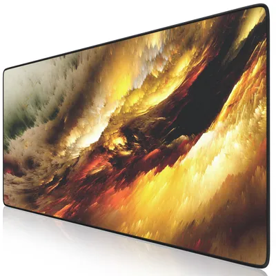 Imagen del producto de Alfombrilla para ratón gaming Titanwolf XXL, 900 x 400 x 3 mm, base para escritorio, lavable, base antideslizante, velocidad y precisión, diseño Golden Storm