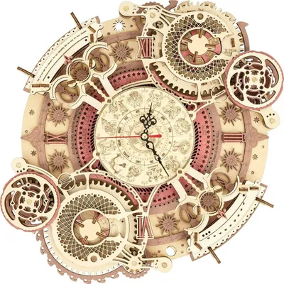 Obrázok produktu pre 3D puzzle nástenné hodiny Zodiac, ROKR, Drevo, 168 dielikov