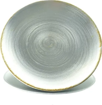 Produktbild von Weihnachtlicher Deko-Teller Silberfarben gewölbt Ø 18 cm - Kunststoff