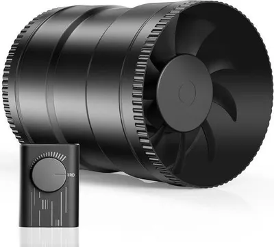 Obrázek produktu pro 150 mm nastavitelný potrubní ventilátor, 587 m³/h, odsávací ventilátor pro koupelny, skleníky, pěstební stany, sklepy, kuchyně, černý s regulátorem pro upgrade