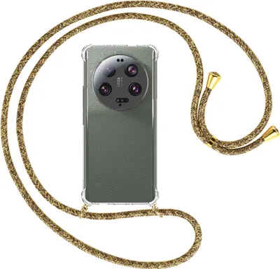 Produktbild von Handykette Backcover-Schutzhülle mit Band (Metall goldfarben) für Xiaomi 13 Ultra (6.73'') - braun+beige