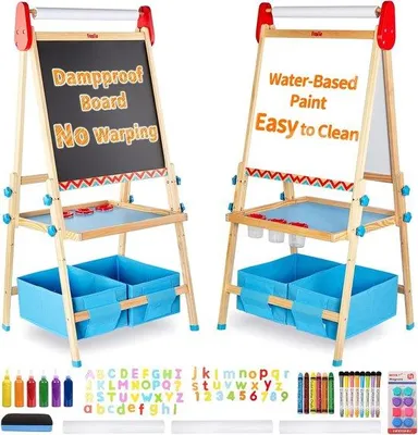 Productafbeelding van Tekenbord voor kinderen 3-8 jaar - antikrommend bord - magnetisch krijtbord/witbord - creatief spelen
