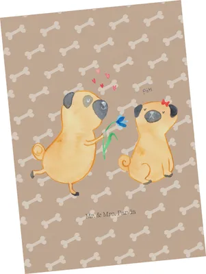 Produktbild von Mr. & Mrs. Panda Ansichtskarte Mops Verliebt - Hundeglück - Geschenk, Liebe, einzelkarte, Kunstkarten, Grußkarte, Postkarten, Partner, Postkarte, Hund, Knuffig, Sprüche