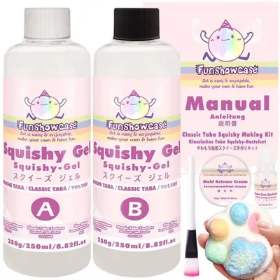 Immagine prodotto di Kit per la creazione di oggetti in silicone liquido "Squishy", 500 ml, colore tabacco classico, con accelerante di indurimento