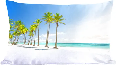 Produktbild von MuchoWow® Zierkissen Sofakissen Wohnzimmer Dekokissen 50x30 cm Tropisch - Strand - Palme - Wohnzimmerdekoration - Polster mit Photo