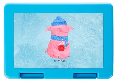 Produktbild von Mr. & Mrs. Panda Lunchbox Schwein Glühwein - Eisblau - Geschenk, Bentobox, Snackbox, Bento Box, Brotbehälter, Vesperbox, Weihnachtsmarkt, Weihnachten, Punsch, Glühschwein