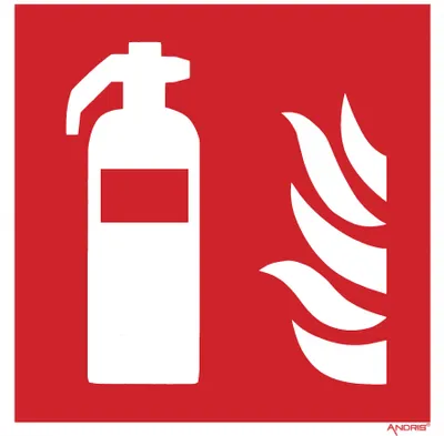 Produktbild von orig. ANDRIS® Qualitäts-Symbolschild Feuerlöscher ISO 7010 PVC-Folie selbstklebend 150x150mm