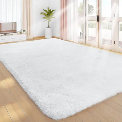 Image de Tapis à poils longs gris, 200x300 cm, lavable, antidérapant, moelleux, design moderne