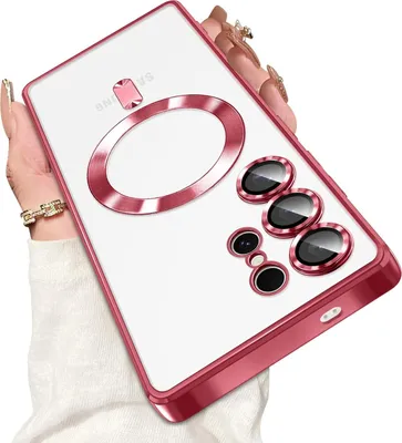 Immagine prodotto di Custodia per Samsung Galaxy S25 Ultra Magnetic Transparent Case con Magsafe e fotocamera Cover protettiva rossa