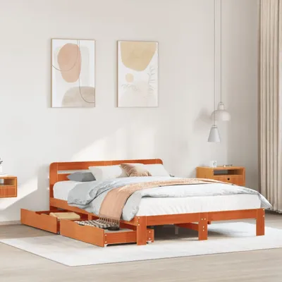 Produktbild von Möbel Massivholzbett ohne Matratze Wachsbraun 140x190 cm Kiefernholz - Klassische Betten 3309874