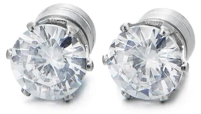 Produktbild von Magnetische Zirkonia-Ohrstecker - Edelstahl - Click-On Ohrstecker - 8 mm - Fakeplugs - Geeignet für Damen und Herren - Blau