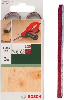 Produktbild von Bosch 3 x Schleifbänder für B+D Powerfile KA 293E 6 x 451 mm, K 120, Holz
