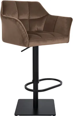Produktbild von CLP Barhocker Damaso Samtbezug drehbar und stufenlos höhenverstellbar bis 240 kg braun Gestell Farbe schwarz