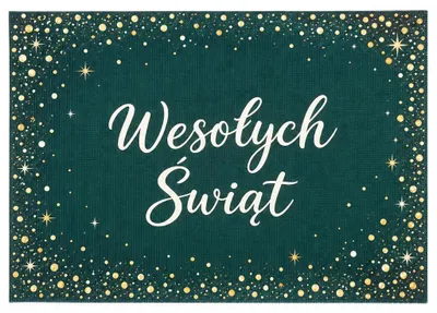 Zdjęcie produktu dla Mata dywanik łazienkowy antypoślizgowy świąteczny 40x60 Wesołych Świąt zielony prostokątny poliester