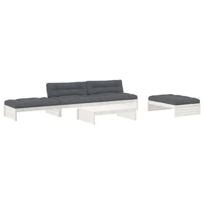 Immagine prodotto di set da giardino 5 pezzi con cuscini in legno massiccio bianco