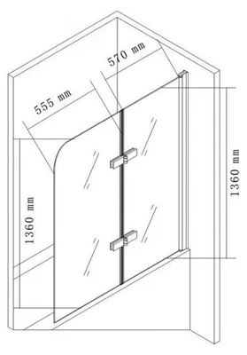 Produktbild von Schwenkbarer Badewannenaufsatz Duschabtrennung EX209 - 2 Glaselemente - Chrom - 6 mm - Nano Echtglas - 6 x 120 x 140 cm