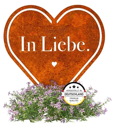 Grabstecker Herz In Liebe aus Cortenstahl