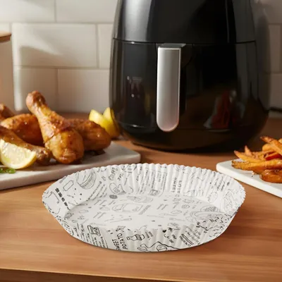 Zdjęcie produktu dla Okrągły papier do pieczenia Airfryer - Do gotowania bez oleju - Nieprzywierający papier pergaminowy - Ø 20 cm - 50 sztuk - Odporny na temperaturę do 220°C - Nadaje się do piekarnika Airfryer i kuchenki mikrofalowej - Jednorazowy [BW1033A]., Obraz wygenerowany przez AI