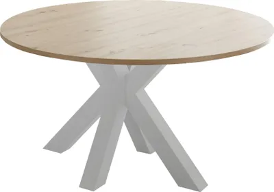 Produktbild von Esstisch BIG SYSTEM Esszimmertisch 130 cm weiß ausziehbar - Asteiche Holzdekor - Die Möbelfundgrube