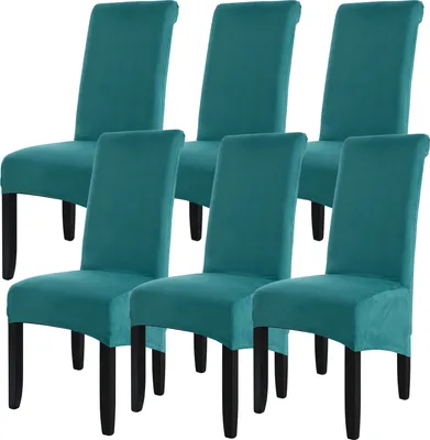 Produktbild von Esszimmer Stretch Stuhlbezüge XL Elastische Stuhlhussen Mit Hoher Rückenlehne Für Bankett-Restaurant-Dekoratio(6 Stück,Dunkelblau)