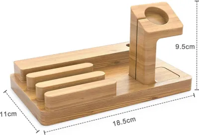 Produktbild von Cadorabo Docking Station Ladestation Echtholz Bambus Power Station Plattform USB Multischnittstelle