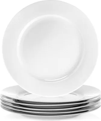 Image de Orion | Set d'assiettes a manger - Blanc - 6 pieces - 27 Cm - Assiettes en porcelaine - Assiettes plates