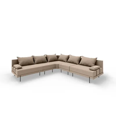 Produktbild von TRADA Gartensofas, Gartenecksofa Bahama L Beige 298x298 cm Gartenmöbel-Sets Wasserabweisend Stoff