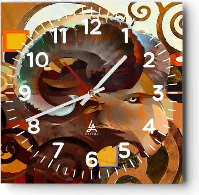 Produktbild von Wanduhr - Quadrat - Glasuhr - Tier Abstraktion - 30x30cm - Schleichendes Uhrwerk - Lautlos - zum Aufhängen bereit - Dekoration Modern - Wanddekoration aus Glas - C4AC30x30-4037