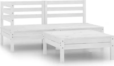 Produktbild von ZMH 3-tlg. Garten-Lounge-Set Massivholz Kiefer Weiß