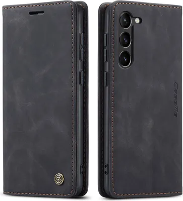 Produktbild von Galaxy S23 Hülle, Retro Kunstledertasche mit Standfunktion Schutzhülle für Samsung Galaxy S23 Schwarz