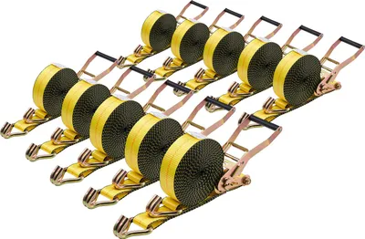 Obrázek produktu pro Upevňovací popruhy VEVOR, 50,8x9144 mm, vysoce odolné upevňovací popruhy s dvojitými háky, zatížení 4536 kg, ráčnový mechanismus pro stěhování, přívěsy, motocykly, kajaky, střechy automobilů, balení 10 ks
