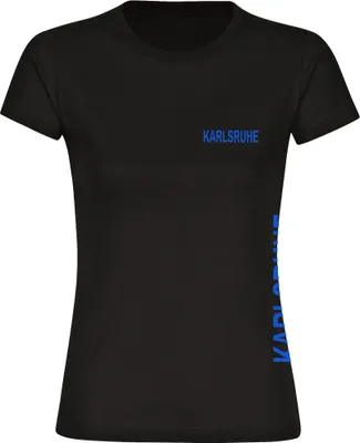 Produktbild von multifanshop Damen T-Shirt - Karlsruhe - Brust & Seite, schwarz, Größe 3XL