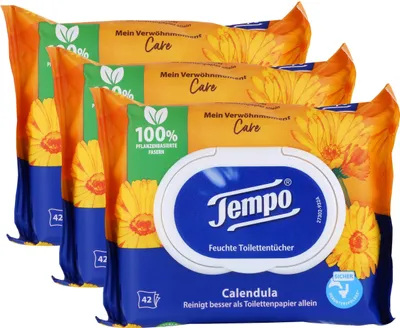 Produktbild von Tempo Feuchte Toilettentücher Calendula 42 Tücher (3er Pack)