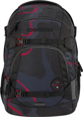 A front view of a backpack on a white background.