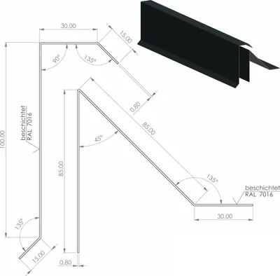 Produktbild von Flachdachblende 2-Teilig Aluminium | Anthrazit 200cm | EPDM/KSK Dacheindeckung | Winkelprofil Dachblech Flachdach Pultdach Carport Gartenhaus CUBUS
