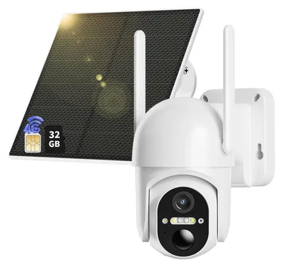 Produktbild von 4G-Außenkamera mit SIM-Karte, 2K HD, 360° PTZ, kabellose Kamera mit Solarpanel