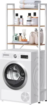 Produktbild von EUGAD Waschmaschinenregal mit 3 Ablagen, Toilettenregal Badezimmerregal , helle Eiche + Weiß