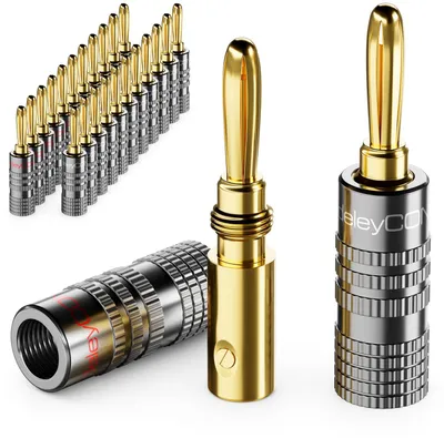 Produktbild von deleyCON Bananenstecker Set vergoldet, schraubbar, 24 Stück - Grau