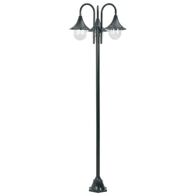 Immagine prodotto di vidaXL Dissuasore luminoso da giardino E27 220 cm in alluminio a 3 lanterne verde scuro