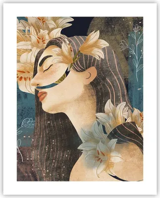 Produktbild von Poster - Poster ohne Rahmen - Surreal Frau Blumen - 40x50 cm - Wand Bild - Wanddeko - Wandbilder - Kunstposter - Wandposter - Bilder - Kunstdruck - Wanddekoration - Wandbild - P2XPA40x50-4743