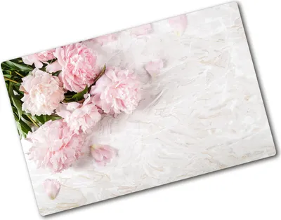 Produktbild von Tulup Glas Herdabdeckplatte - 80x52 cm - Glaskeramikkochfeld-Abdeckung Spritzschutz Glasabdeckplatte - Einteilig - Blumen & Pflanzen - Pfingstrosen - Rosa