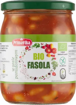 FASOLA W SOSIE POMIDOROWYM BEZGLUTENOWA BIO 440 g - PRIMAVIKA