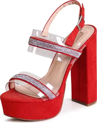 Produktbild von topschuhe24 3013 Damen Plateau Sandaletten Glitzer Riemchen, Farbe:Rot, Größe:37 EU