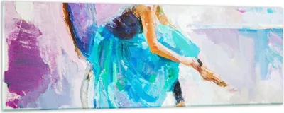 Produktbild von Bilder auf glas - Balletttänzer tanzen - 90x30cm - Glasbilder - Wandbilder - Kunstdruck - zum Aufhängen bereit - Wanddekoration aus Glas - Glas Bilder - Wandbild auf Glas - Einteilig - GAB90x30-3766