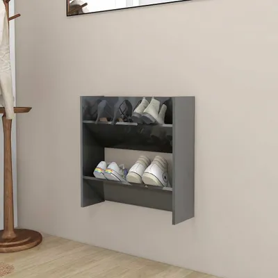 Produktbild von vidaXL Wand-Schuhschrank Hochglanz-Grau 60x18x60 cm Holzwerkstoff