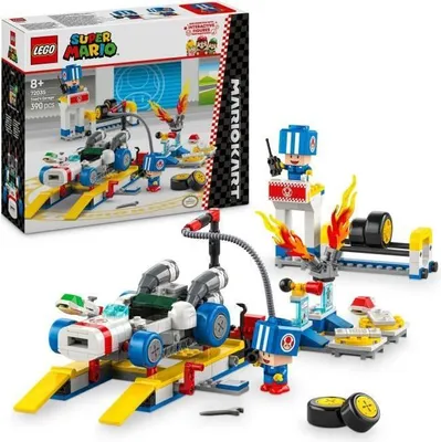 Produktbild von LEGO Super Mario 72035 Mario Kart Garage de Toad, Nintendo Spielzeug, 390 Teile, 8+ Jahre, 2 Blaue Toad Figuren