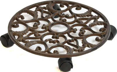 Produktbild von B&S Pflanzenroller Blumenroller Antik Shabby Ø 31 cm Rund massiv Gusseisen